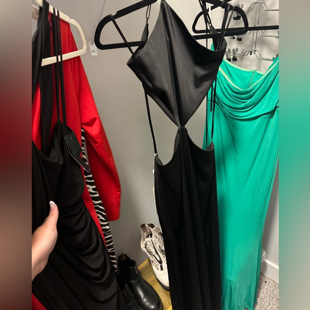 ronny kobo triangle halter gown